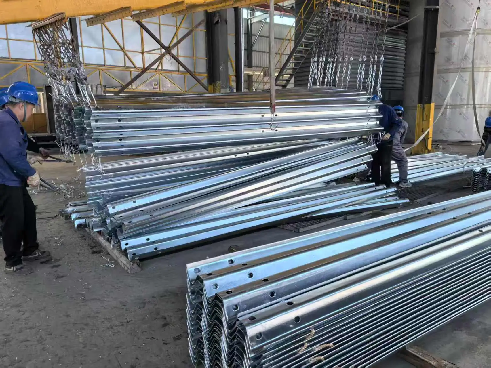 Guardrail panels in workshop