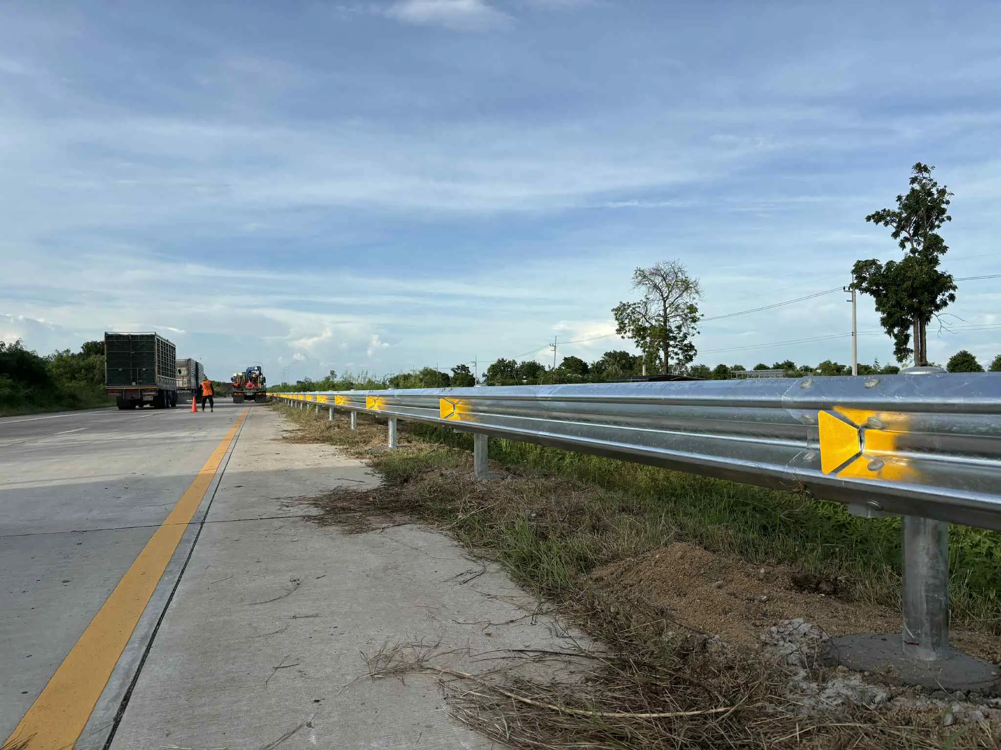 Guardrail panels lifted for hot dip galvanizing