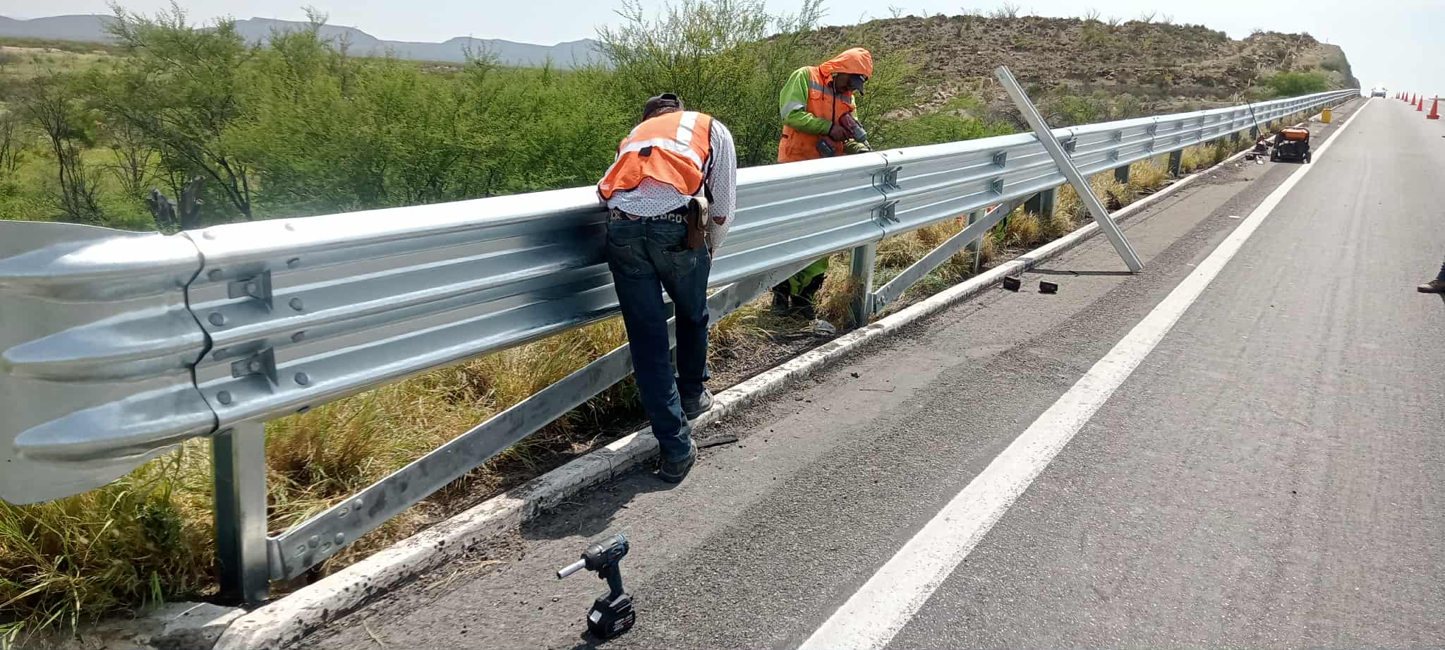 Highway guardrail installation project