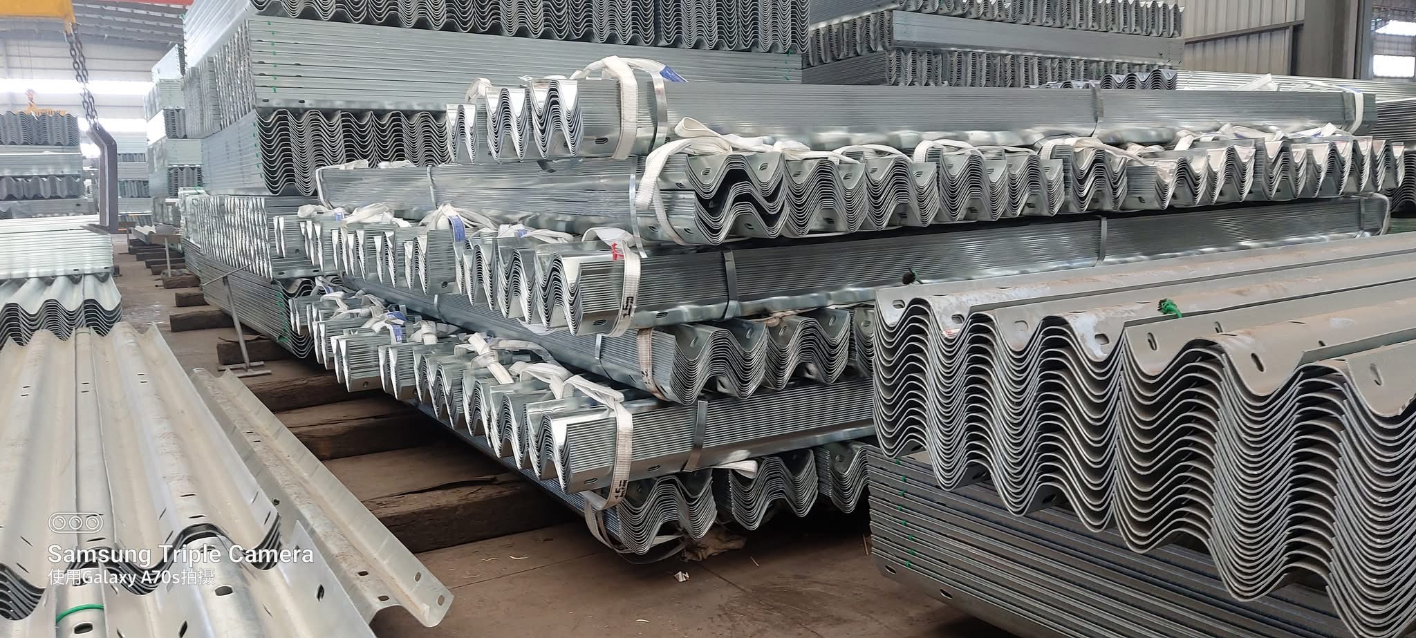 Stacked W-beam guardrail stock